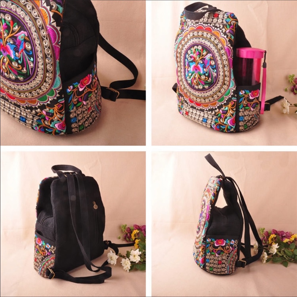 Vintage Flowers & Butterflies Embroidery Backpack - Picture 4 of 8